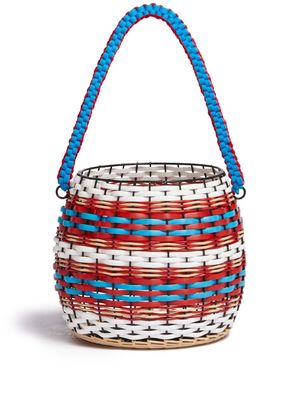 Marni Market striped woven cable basket - Red