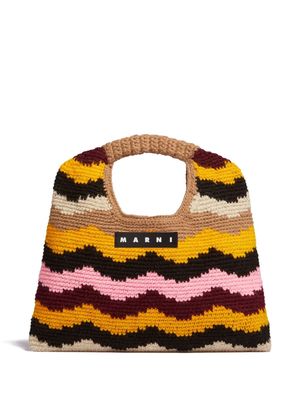 Marni Market Waves knitted tote bag - Brown