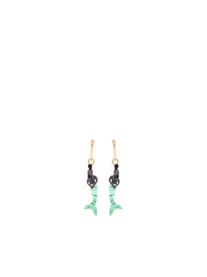 Marni mermaid-pendant asymmetric hoop earrings - Brown