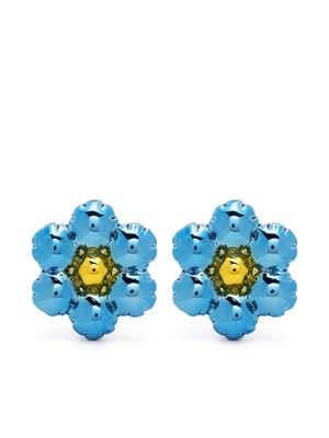 Marni metallic floral clip earrings - Blue