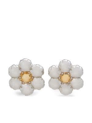 Marni metallic floral clip earrings - Silver