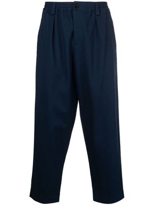 Marni mid-rise tapered-leg cotton trousers - Blue