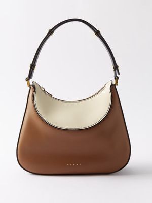 Marni - Milano Small Bi-colour Leather Shoulder Bag - Womens - Brown White