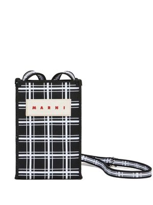 Marni mini checked shoulder bag - Black