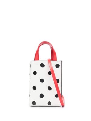 Marni mini Museo polka-dot leather bag - White