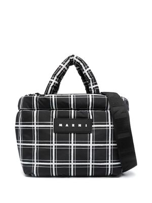 Marni mini plaid-check padded tote bag - Black