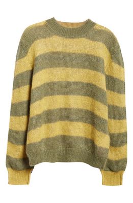 Marni Mixed Stripe Mohair & Wool Blend Crewneck Sweater in Acid