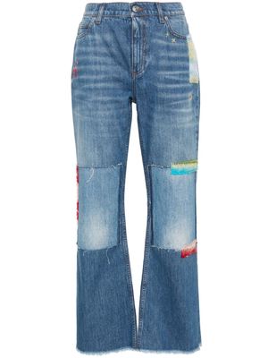 Marni mohair-detail straight-leg jeans - Blue