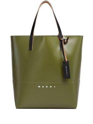 Marni N/S logo-print tote bag - Green