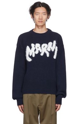 Marni Navy Intarsia Sweater
