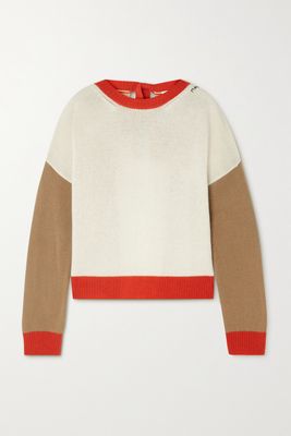 Marni - Open-back Color-block Cashmere Sweater - Ivory