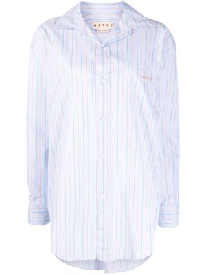 Marni oversized stripe-pattern cotton shirt - Blue