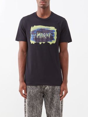 Marni - Paint Logo-print Cotton-jersey T-shirt - Mens - Black Multi