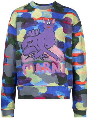 Marni paint-print crew-neck sweatshirt - Multicolour