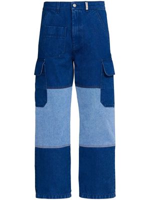 Marni panelled denim cargo trousers - Blue
