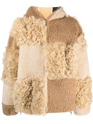Marni panelled hooded jacket - Neutrals