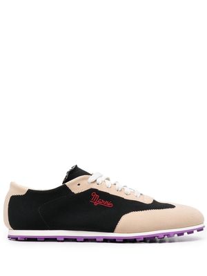 Marni panelled logo-embroidered canvas sneakers - Black
