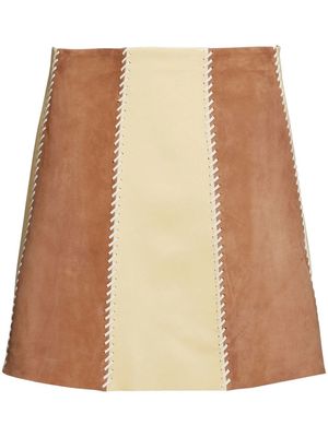 Marni panelled whipstitch-trim skirt - Brown