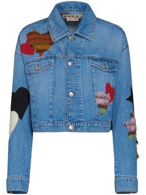 Marni patch-detail denim jacket - Blue