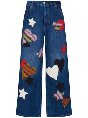 Marni patch-detail wide-leg jeans - Blue