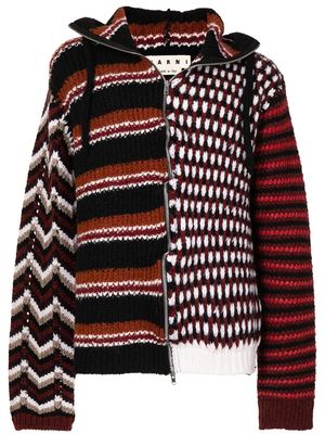 Marni patchwork knitted hoodie - Multicolour