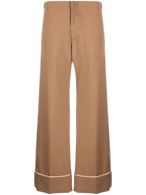 Marni pipe-trim wide leg trousers - Brown