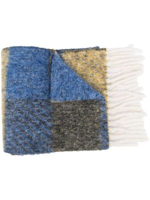 Marni plaid-check print knit scarf - Blue