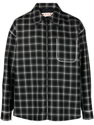 Marni plaid-pattern virgin-wool shirt jacket - Black