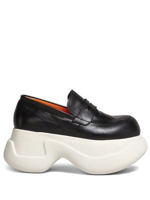 Marni platform leather mocassin loafers - Black