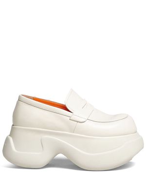 Marni platform leather mocassin loafers - White