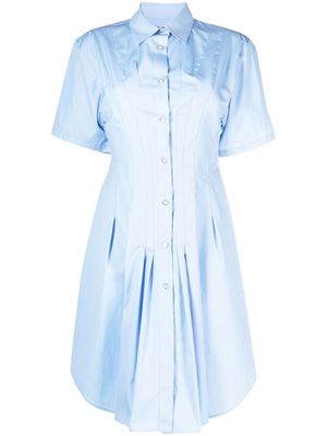 Marni pleat-detailing flared cotton shirtdress - Blue
