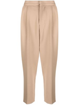 Marni pleated cropped-leg trousers - Brown