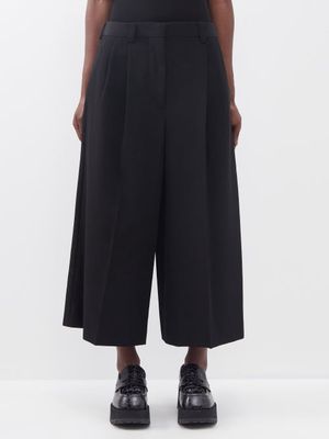 Marni - Pleated Wool Long Culottes - Womens - Black