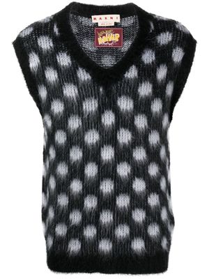 Marni polka-dot brushed-knit vest - Black