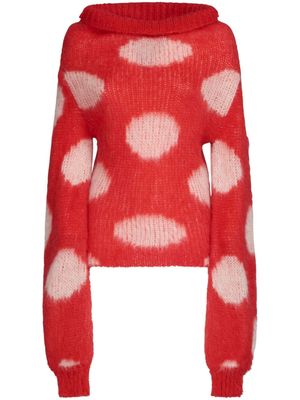 Marni polka-dot pattern boat-neck jumper - Red