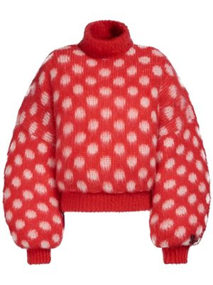 Marni polka-dot patterned high-neck jumper - Red