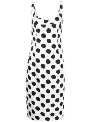 Marni polka dot-print sleeveless midi dress - White