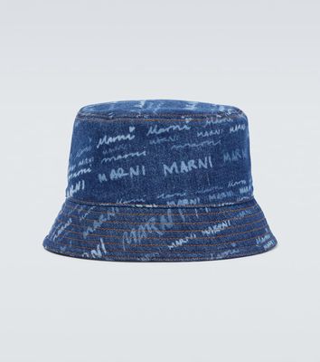 Marni Printed cotton denim bucket hat