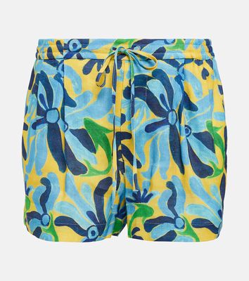 Marni Printed linen-blend shorts