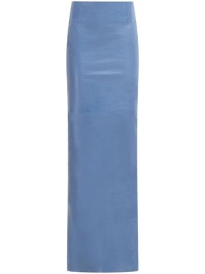 Marni rear-slit leather maxi skirt - Blue
