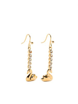 Marni rhinestone swan-charm drop earring - Gold