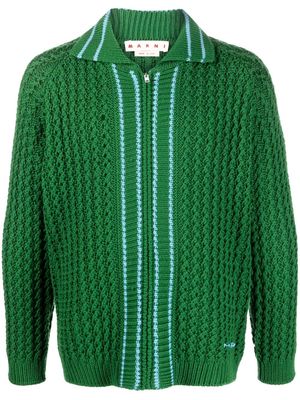 Marni ribbed-trim knitted cardigan - Green