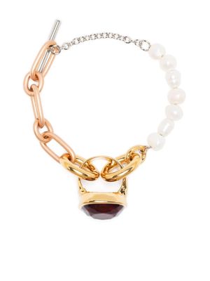 Marni ring-pendant pearl-embellished chain bracelet - Gold