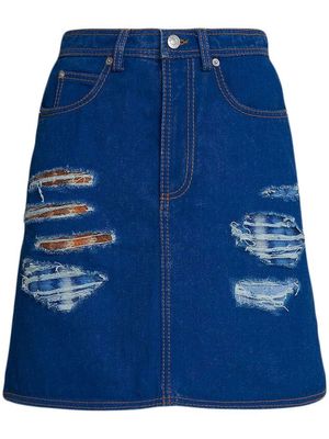 Marni ripped-detail denim skirt - Blue