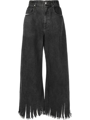 Marni ripped-hem high-waisted trousers - Grey