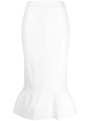 Marni ruffled pencil midi skirt - White
