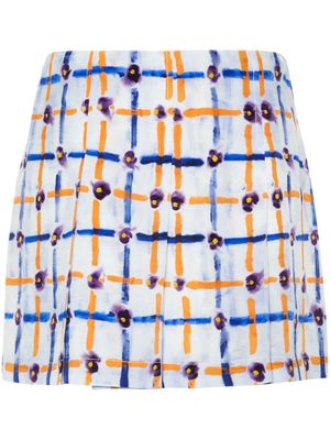 Marni Saraband-print silk skirt - Blue