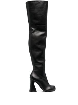 Marni sculpted-heel leather thigh boots - Black