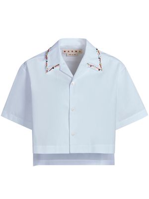 Marni sequin-collar short-sleeve cropped shirt - White