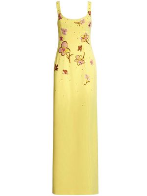 Marni sequin-embellished floral maxi dress - Yellow